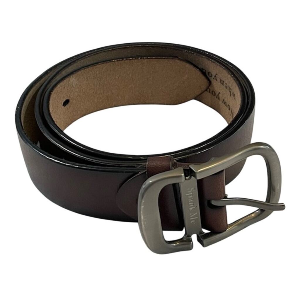 Secret Message men's leather belt with metal buckle.